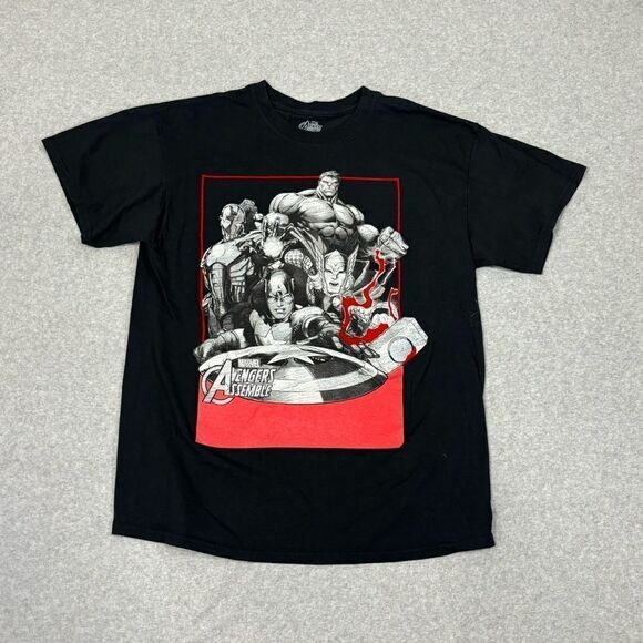 Marval Avengers Shirt Mens Size Large Black Short Sleeve Super Hero Graphic Tee - Picture 1 of 6